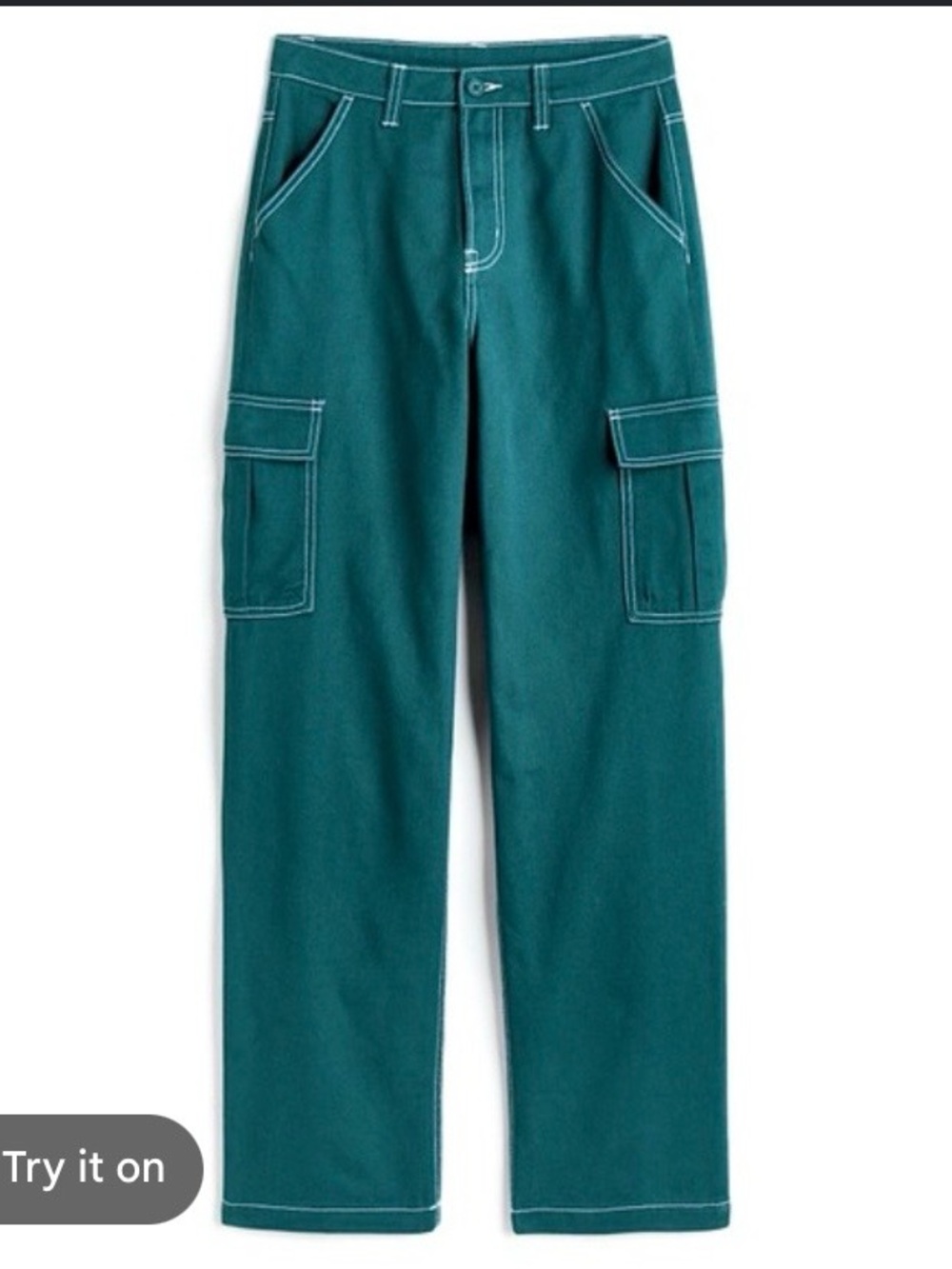 H&M Green Cargo Pants with Contrast Stitching